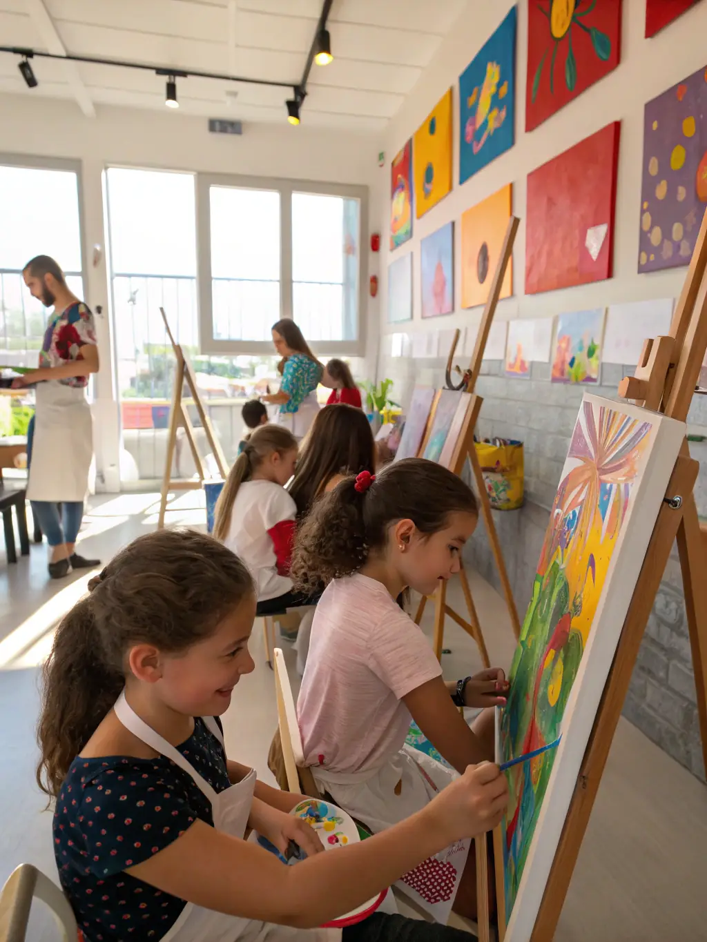 A dynamic image of a local artist leading a painting workshop, with participants creating colorful artwork and engaging in creative discussions.